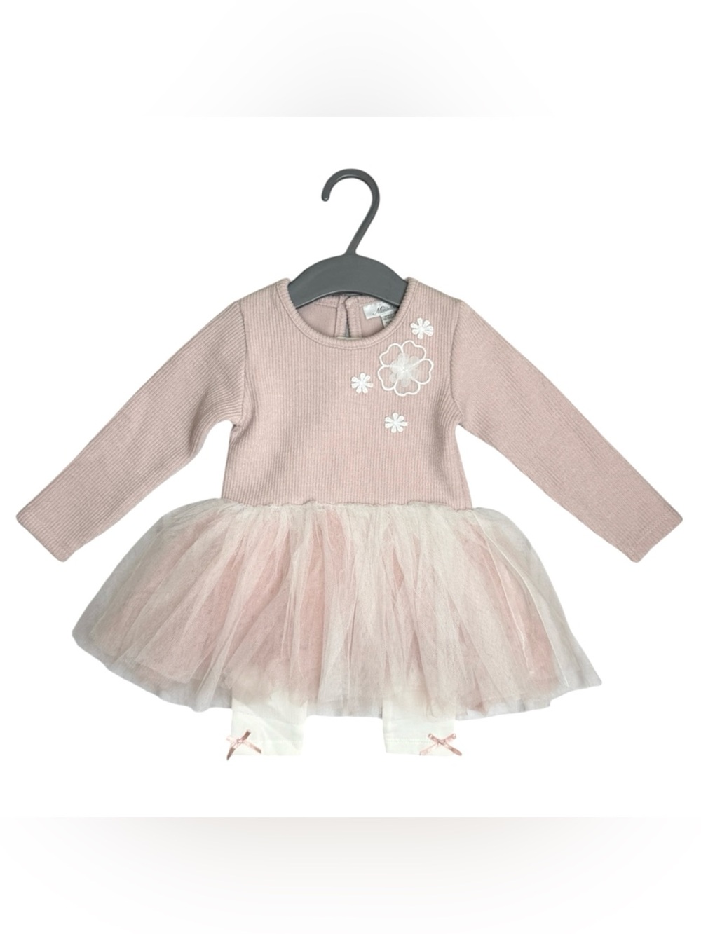 NWT Miniclasix Knit Dress Outfit 2 Pcs Pink White 9 Mon
